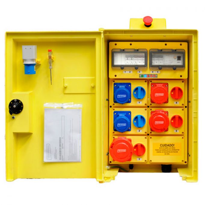 Cuadro eléctrico 5 enchufes 230/400V 32A + soporte